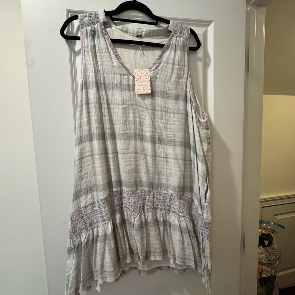 Free People Gray and Purple Tunic Top